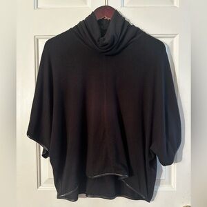 Alice + Olivia Stacey Bendet AIR SM Leather VTG Y2K BlK Short Sleeve Turtleneck
